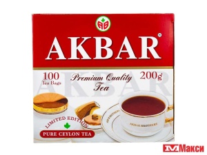 ЧАЙ ЧЕРНЫЙ "АКБАР" LIMITED EDITION 100 ПАКЕТИКОВ С ЯРЛЫЧКАМИ (КРАСНО-БЕЛАЯ ПАЧКА) (AKBAR)