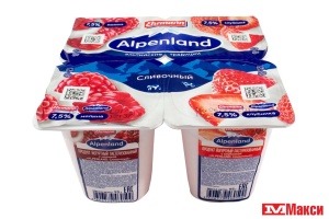 ЙОГУРТНЫЙ ПРОДУКТ "АЛЬПЕНЛЭНД" СЛИВОЧНЫЙ 7,5% 95Г (ЭРМАНН) (БЗМЖ)(малина-клубника)