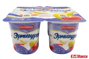 ЙОГУРТНЫЙ ПРОДУКТ "ЭРМИГУРТ" ЭКСТРА СЛИВОЧНЫЙ 7,5% 100Г (ЭРМАНН) (БЗМЖ)(с яблоком и грушей)