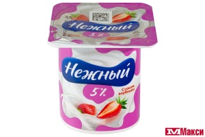 ЙОГУРТНЫЙ ПРОДУКТ "НЕЖНЫЙ" СЛИВОЧНЫЙ 5% 100Г СТАКАН (CAMPINA) (БЗМЖ)(с соком клубники)