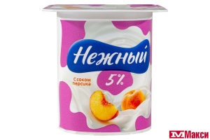 ЙОГУРТНЫЙ ПРОДУКТ "НЕЖНЫЙ" СЛИВОЧНЫЙ 5% 100Г СТАКАН (CAMPINA) (БЗМЖ)(с соком персика)