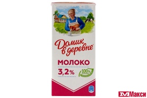 МОЛОКО "ДОМИК В ДЕРЕВНЕ" УЛЬТРАПАСТЕРИЗОВАННОЕ 3,2% 950Г (ВБД) (БЗМЖ)