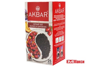 ЧАЙ ЧЕРНЫЙ "АКБАР" ЯБЛОКО И ШИПОВНИК 25 ПАКЕТИКОВ (AKBAR)
