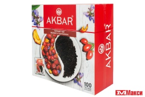 ЧАЙ ЧЕРНЫЙ "АКБАР" ЯБЛОКО И ШИПОВНИК 100 ПАКЕТИКОВ (AKBAR)