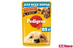 КОРМ ДЛЯ СОБАК "ПЕДИГРИ" ДЛЯ ВЗРОСЛЫХ СОБАК 85Г(с телятиной и печенью в желе)