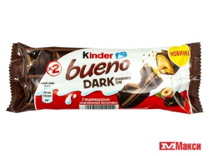 ВАФЛИ "КИНДЕР" BUENO DARK В ТЕМНОМ ШОКОЛАДЕ 43Г (FERRERO)