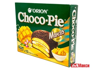 ПЕЧЕНЬЕ-СЭНДВИЧ СДОБНОЕ С ГЛАЗУРЬЮ "ЧОКОПАЙ" МАНГО 12 ШТУК ПО 30Г (ОРИОН)