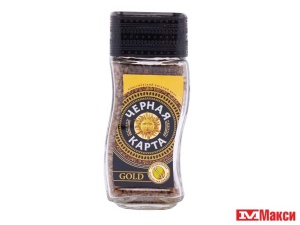 КОФЕ РАСТВОРИМЫЙ СУБЛИМИРОВАННЫЙ "ЧЕРНАЯ КАРТА" GOLD 47,5Г СТ/Б (ШТРАУС)