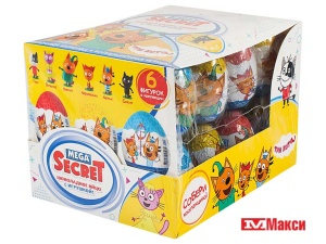 ЯЙЦО ШОКОЛАДНОЕ С ИГРУШКОЙ "MEGA SECRET" ТРИ КОТА 20Г (ЭВРИКА)