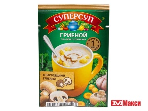 СУП БЫСТРОГО ПРИГОТОВЛЕНИЯ "СУПЕРСЫТНЫЙ СУПЕРСУП-ПЮРЕ" ГРИБНОЙ С СУХАРИКАМИ 18Г (РУССКИЙ ПРОДУКТ)