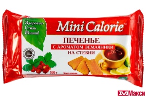ПЕЧЕНЬЕ (ДИЕТ ПРОМ) "MINI CALORIE" С АРОМАТОМ ЗЕМЛЯНИКИ НА СТЕВИИ 100Г