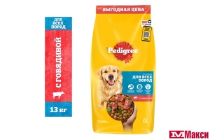КОРМ "ПЕДИГРИ" ДЛЯ ВЗРОСЛЫХ СОБАК ВСЕХ ПОРОД С ГОВЯДИНОЙ 13КГ