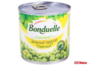 ГОРОШЕК ЗЕЛЕНЫЙ КОНСЕРВИРОВАННЫЙ "БОНДЮЭЛЬ" НЕЖНЫЙ 400Г Ж/Б С КЛЮЧОМ