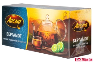 ЧАЙ "ЛИСМА" БЕРГАМОТ ЧЕРНЫЙ КРЕПКИЙ 25 ПАКЕТИКОВ (МАЙ)