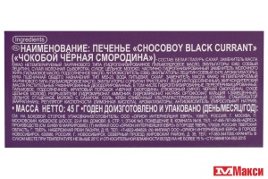 ПЕЧЕНЬЕ "ЧОКО БОЙ" ЧЁРНАЯ СМОРОДИНА 45Г (ОРИОН)