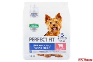 КОРМ "PERFECT FIT" ДЛЯ ВЗРОСЛЫХ СОБАК МЕЛКИХ И МИНИАТЮРНЫХ ПОРОД 1,2КГ(с говядиной)