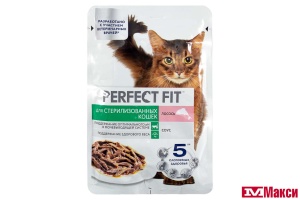 КОРМ Д/КОШЕК "PERFECT FIT" 75Г ПАУЧ(для стерилизованных с лососем в соусе)