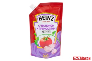 КЕТЧУП "HEINZ" С ЧЕСНОКОМ И ПРЯНОСТЯМИ 320Г ПАКЕТ (ППК)