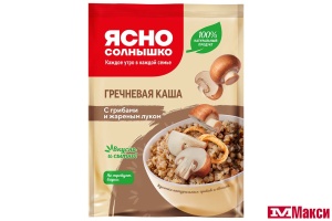 КАША Б/П "ЯСНО СОЛНЫШКО" ГРЕЧНЕВАЯ С ГРИБАМИ И ЖАРЕНЫМ ЛУКОМ 45Г