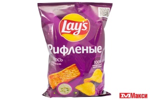 ЧИПСЫ "LAY'S" РИФЛЕНЫЕ ЛОСОСЬ В СЛИВОЧНОМ СОУСЕ 140Г (PEPSI)  