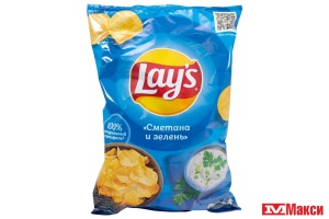 ЧИПСЫ "LAY'S" СМЕТАНА И ЗЕЛЕНЬ 140Г (PEPSI)
