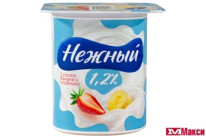 ПРОДУКТ ЙОГУРТНЫЙ С СОКОМ "НЕЖНЫЙ" 1,2% 100Г (CAMPINA) (БЗМЖ)(банан-клубника)