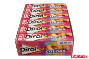 ЖЕВАТЕЛЬНАЯ РЕЗИНКА "DIROL" COLORS XXL АССОРТИ ФРУКТОВЫХ ВКУСОВ 19Г (МОН' ДЭЛИС РУСЬ)