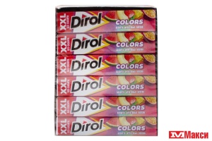 ЖЕВАТЕЛЬНАЯ РЕЗИНКА "DIROL" COLORS XXL АССОРТИ ФРУКТОВЫХ ВКУСОВ 19Г (МОН' ДЭЛИС РУСЬ)
