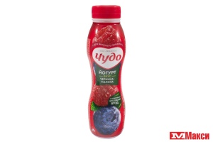 ЙОГУРТ ПИТЬЕВОЙ "ЧУДО" 1,9-2% 260Г (ВБД) (БЗМЖ)(черника-малина)