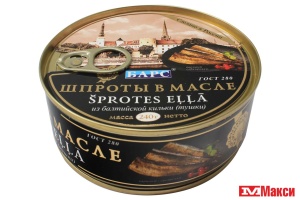 ШПРОТЫ "БАРС" ИЗ БАЛТИЙСКОЙ КИЛЬКИ В МАСЛЕ 240Г С ОТКР.