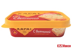 СЫР ПЛАВЛЕНЫЙ "СЛИВОЧНЫЙ" С ВЕТЧИНОЙ 45% 200Г (КАРАТ) (БЗМЖ)