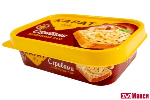 СЫР ПЛАВЛЕНЫЙ "СЛИВОЧНЫЙ" С ГРИБАМИ 45% 200Г (КАРАТ) (БЗМЖ)