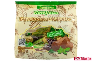 КОНФ.(ПЕТРОДИЕТ) БАТОНЧИКИ "КАКАО" СО СТЕВИЕЙ НА ФРУКТОЗЕ 200Г