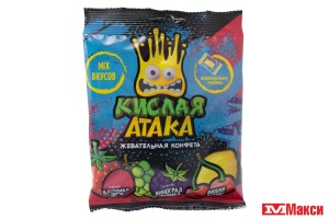 ЖЕВАТЕЛЬНАЯ КОНФЕТА "КИСЛАЯ АТАКА" АССОРТИ 50Г (ЭВРИКА)
