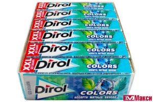 Ж/РЕЗИНКА "DIROL" COLORS XXL АССОРТИ МЯТНЫХ ВКУСОВ 19Г (МОН' ДЭЛИС РУСЬ)