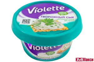 СЫР ТВОРОЖНЫЙ "VIOLETTE" С ЗЕЛЕНЬЮ 70% 140Г (КАРАТ) (БЗМЖ)