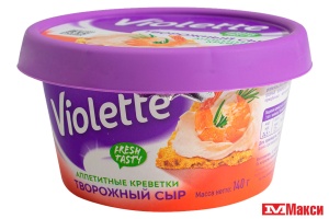 СЫР ТВОРОЖНЫЙ "VIOLETTE" С КРЕВЕТКАМИ 70% 140Г (КАРАТ) (БЗМЖ)