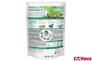 КОРМ Д/КОШЕК "PERFECT FIT" ИММУНИТЕТ 580Г(говядина, лён, голубика)