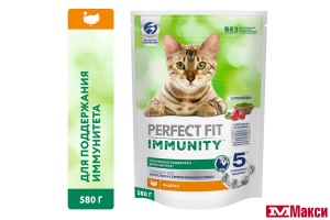 КОРМ Д/КОШЕК "PERFECT FIT" ИММУНИТЕТ 580Г(индейка, спирулина, клюква)