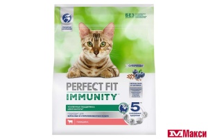 КОРМ Д/КОШЕК "PERFECT FIT" ИММУНИТЕТ 1,1КГ (говядина, лен, голубика)