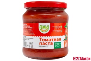 ПАСТА ТОМАТНАЯ "СЕМЬЯ ДОВОЛЬНА" 500Г СТ/Б