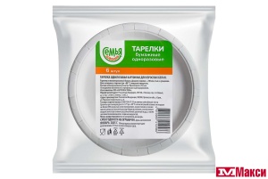 ТАРЕЛКА ОДНОРАЗОВАЯ КАРТОННАЯ БЕЛАЯ 6ШТ (СЕМЬЯ ДОВОЛЬНА)