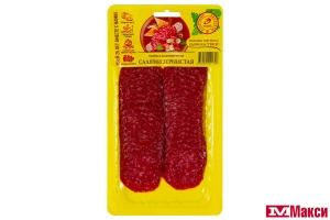 НАРЕЗКА МЯСНАЯ (ИНЕЙ) КОЛБАСА СЫРОКОПЧЕНАЯ "САЛЯМИ ЗЕРНИСТАЯ" 100Г В/У
