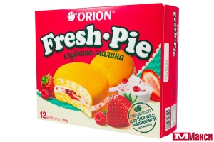 БИСКВИТ "FRESH PIE" С КЛУБНИЧНО-МАЛИНОВОЙ НАЧИНКОЙ 12ШТХ25Г (ОРИОН)