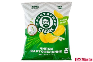 ЧИПСЫ КАРТОФЕЛЬНЫЕ СО ВКУСОМ СМЕТАНЫ И ЛУКА "ТРАКТИРЩИК СНЭК" 70 Г
