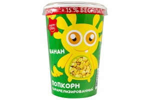 ПОПКОРН "HAPPY CORN" БАНАН 100Г СТАКАН