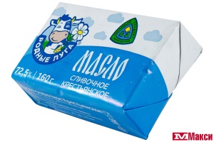 МАСЛО СЛИВОЧНОЕ "КРЕСТЬЯНСКОЕ" 72,5% 160Г (РОДНЫЕ ЛУГА) (БЗМЖ)
