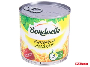 КУКУРУЗА СЛАДКАЯ КОНСЕРВИРОВАННАЯ "БОНДЮЭЛЬ" 340Г Ж/Б С КЛЮЧОМ