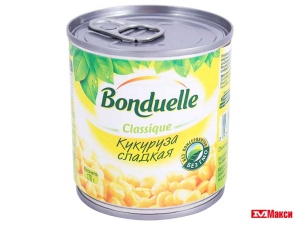 КУКУРУЗА СЛАДКАЯ КОНСЕРВИРОВАННАЯ "БОНДЮЭЛЬ" 170Г Ж/Б С КЛЮЧОМ