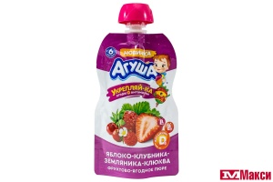 ПЮРЕ "АГУША ФРУКТОВОЕ 80Г ДОЙ-ПАК (ВБД) (ДЕТСКОЕ ПИТАНИЕ)(яблоко-клубника-земляника-клюква)